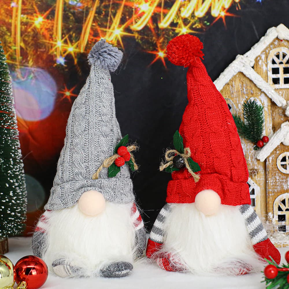 Chapéu de malha luminoso boneca anã enfeites de natal