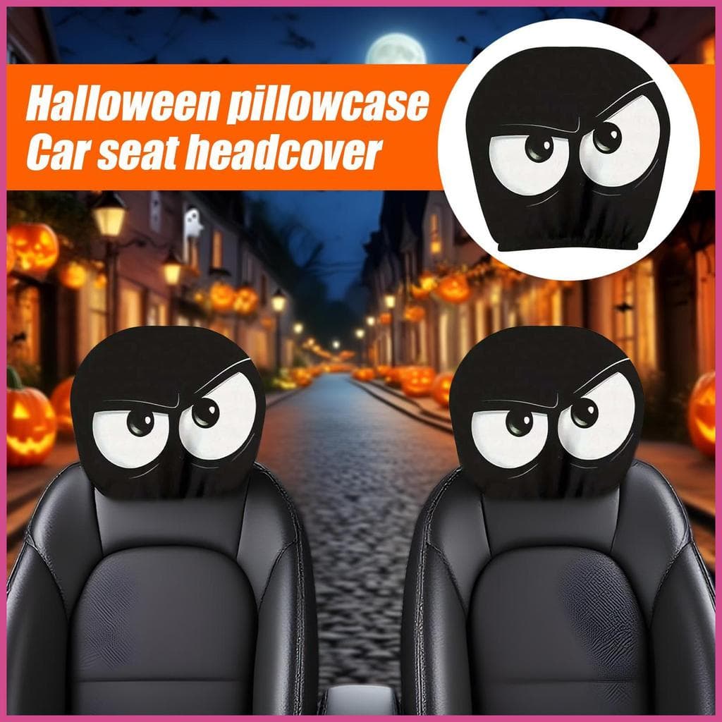 Capa De Encosto De Cabeça Para Assento De Carro , 2 Peças , Padrão De Halloween , Protetor Interior De Descanso Automoti