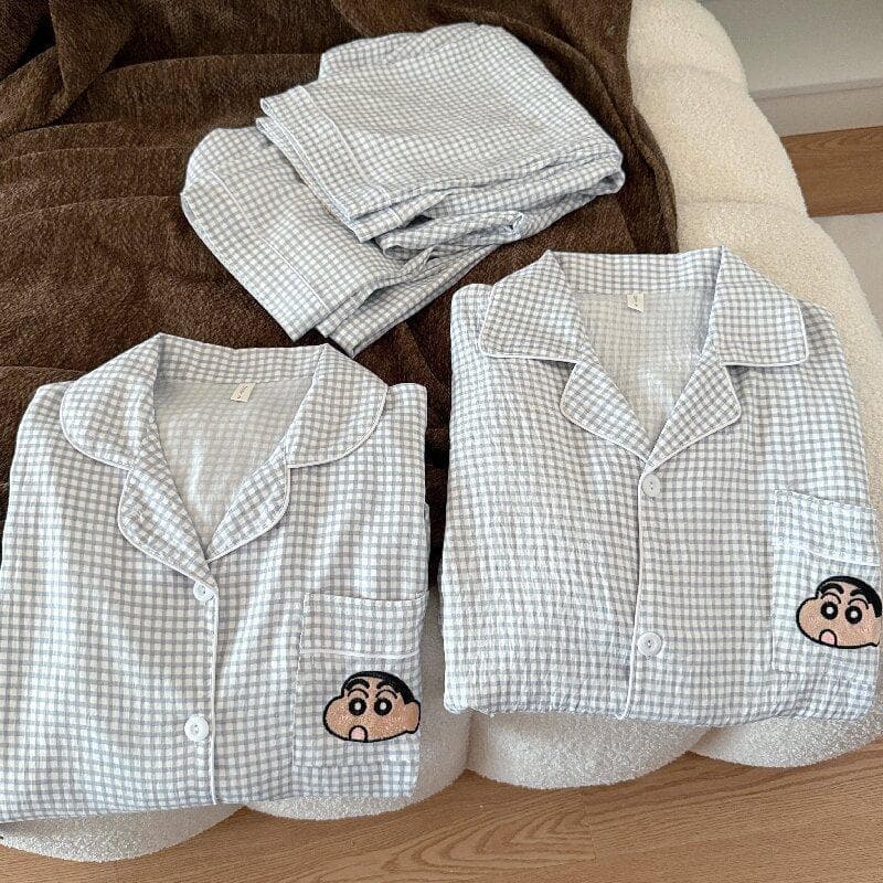 Lange Shin-Chan nuvem pijamas de algodão outono inverno casal venda quente 2025 novo estilo Homewear calças de manga com
