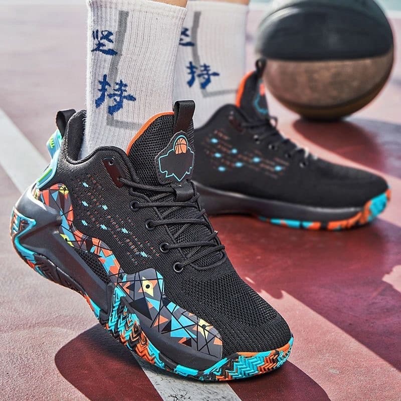 Sapatos masculinos tênis de basquete adolescente tênis de sola grossa de cano alto