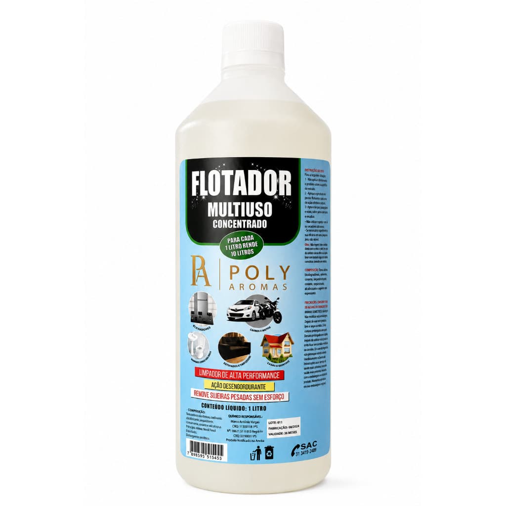 Flotador Multiuso Concentrado 1 Litro Rende 10 Litros Limpa Qualquer Superfície