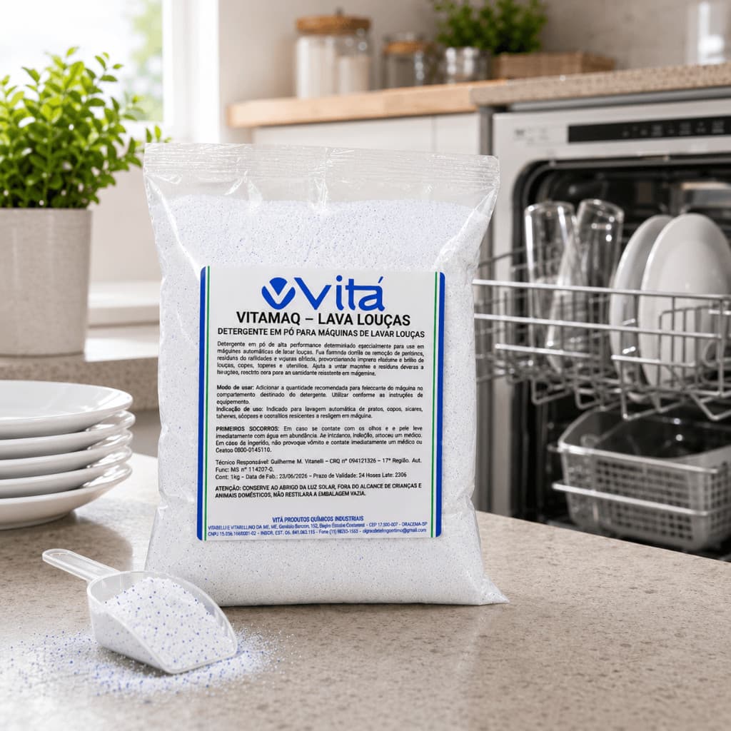 Detergente em Pó para Máquina de Lavar Louças 1kg Limpeza Pesada Remove Gordura Brilho Sem Manchas