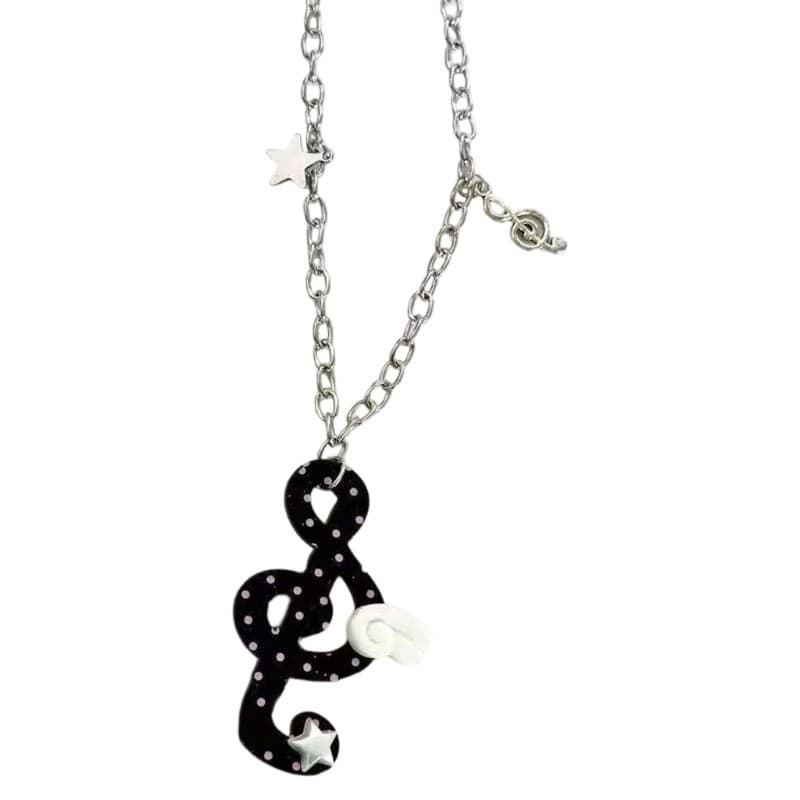 Nevʚ ɞ Colar Pingente Para Festa Corrente Prateado E Preto