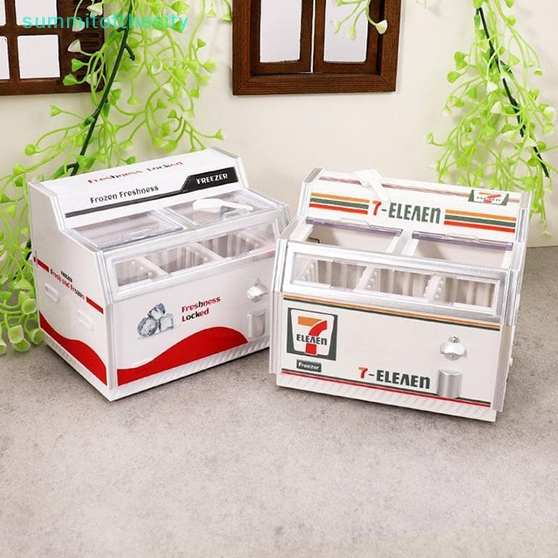 Newsandrain 1/12 Casa De Bonecas Em Miniatura Supermercado Horizontal Freezer Modelo Boneca Geladeira Móveis Decoração M