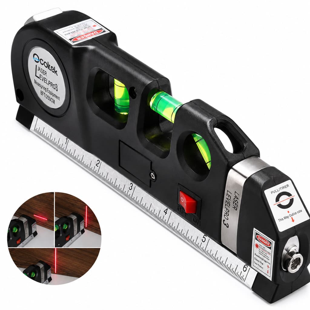 Nível Laser Profissional Trena Level Pro3 2.5m 3 Estágios Nivelador com Régua e Baterias