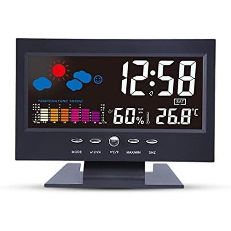 Despertador Digital De Previsão Do Tempo Com Temperatura , Moderno/Dia/Calendário/Função Soneca Mesa De Cabeceira Displa