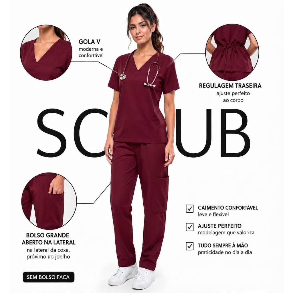 Conjunto Hospitalar Scrub Moda Profissionais da Saúde Tendência