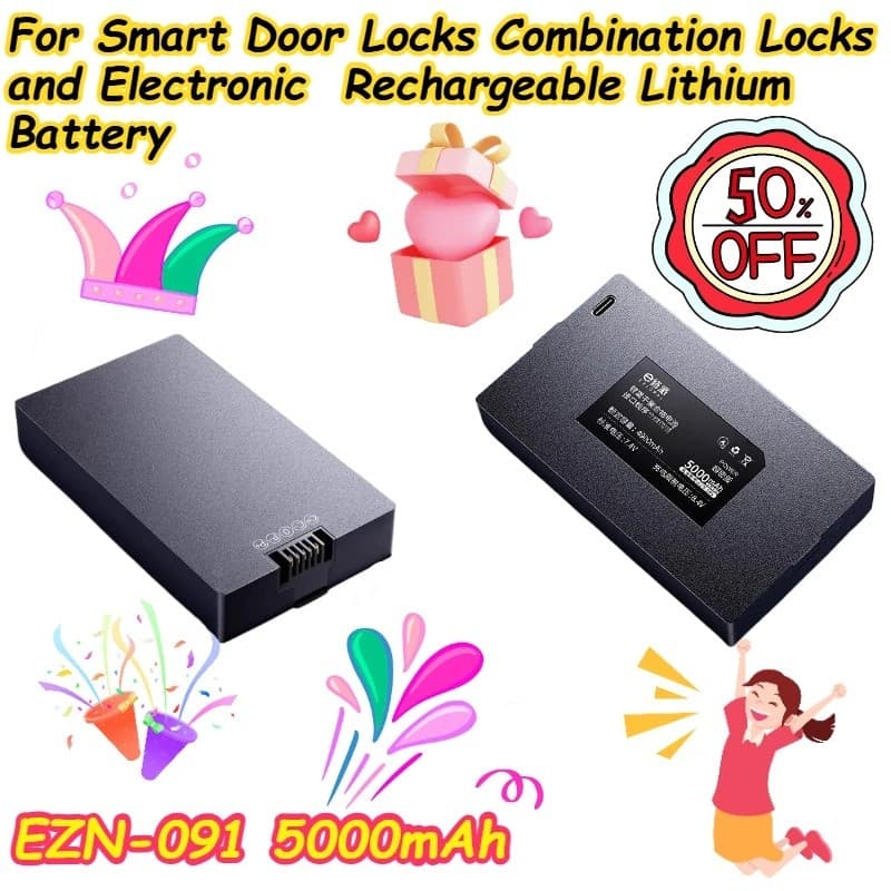 EZN-091 5000mAh Para Fechaduras Inteligentes , Combinadas E Bateria De Lítio Recarregável Eletrônica