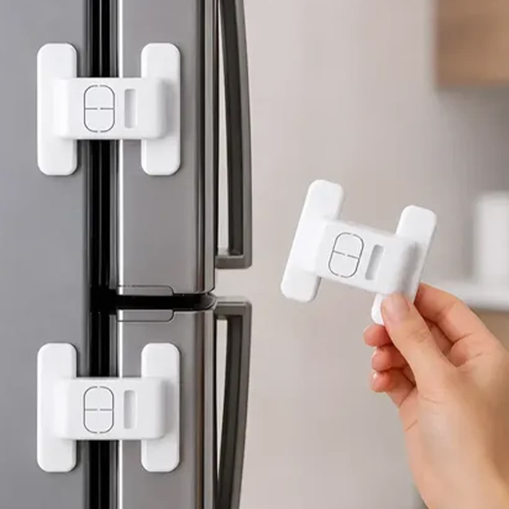 Trava de Segurança Infantil para Geladeira, Freezer e Gavetas – Adesiva, sem Furos, com Fixação Resistente