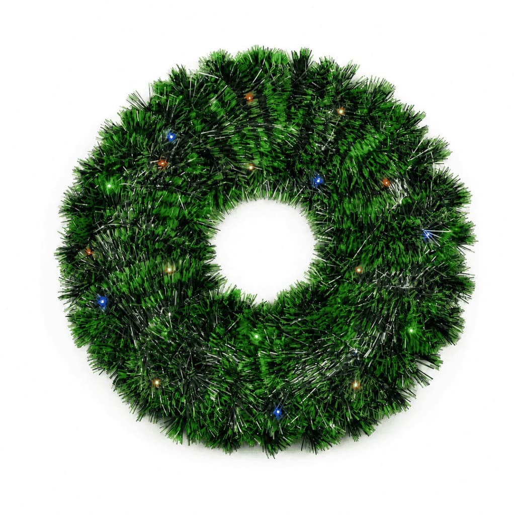 Decoração Guirlanda Lisa Natal Verde 38cm com Fio de Led RGB