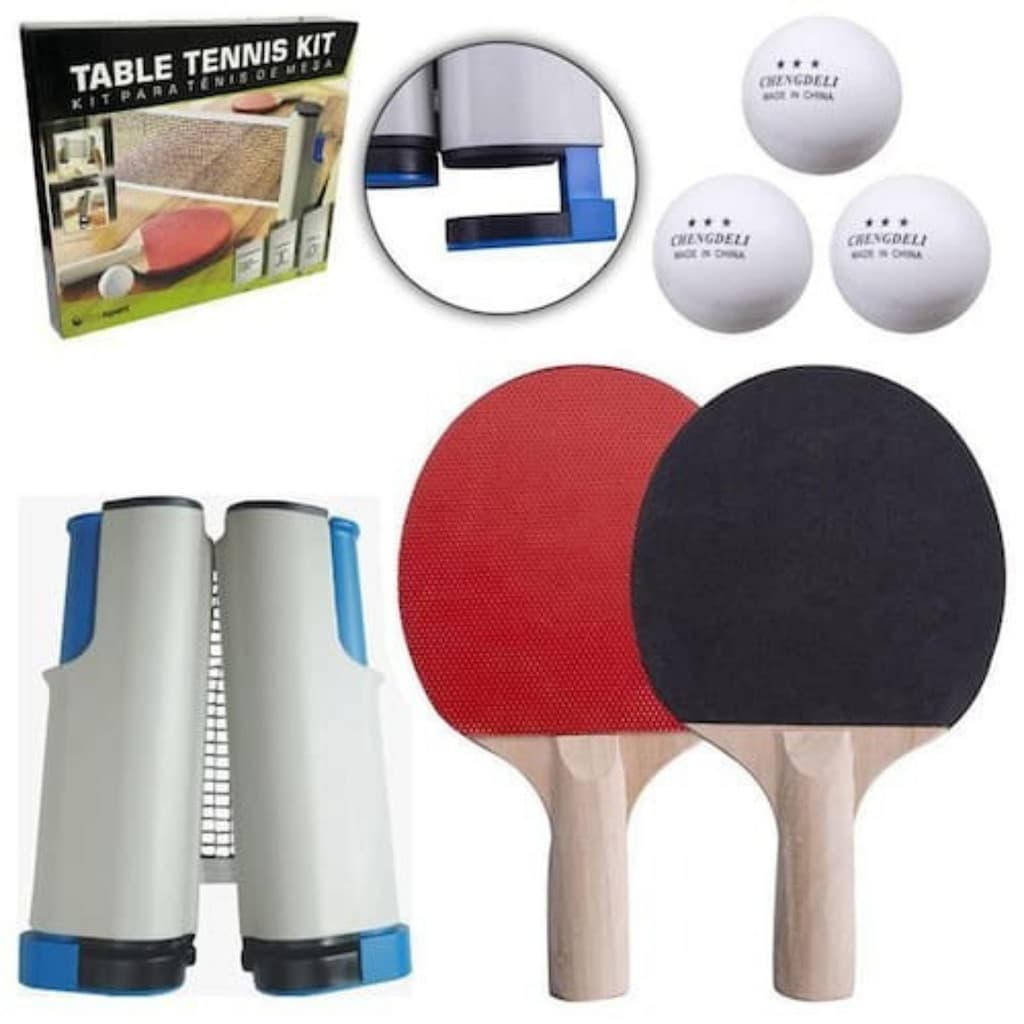 Kit 2 Raquetes 3 Bolinhas e Rede Retrátil De Ping Pong Tênis de mesa profissional