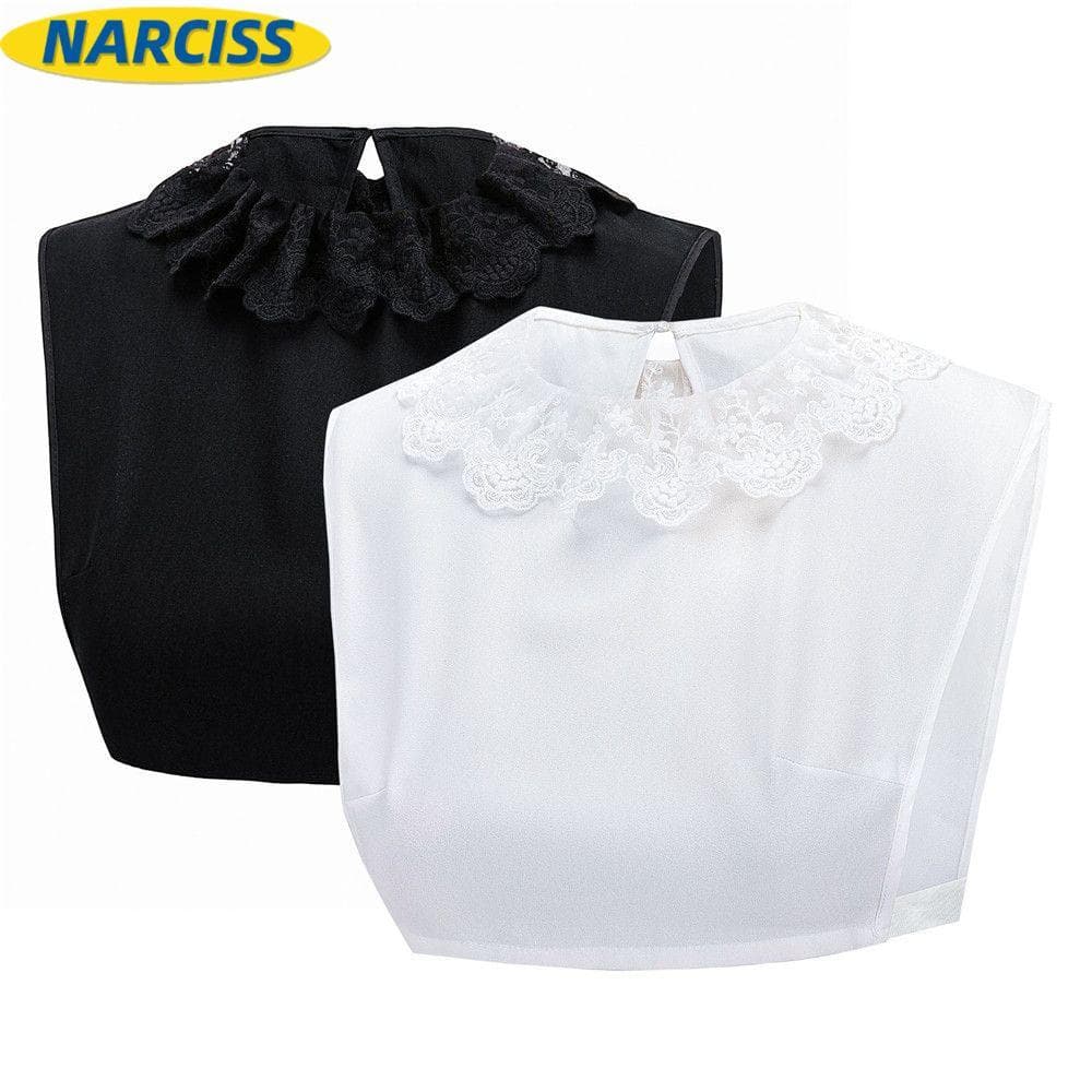 NARCISSUSPW Blusa Falsa Feminina Masculina De Renda Vintage Lapela