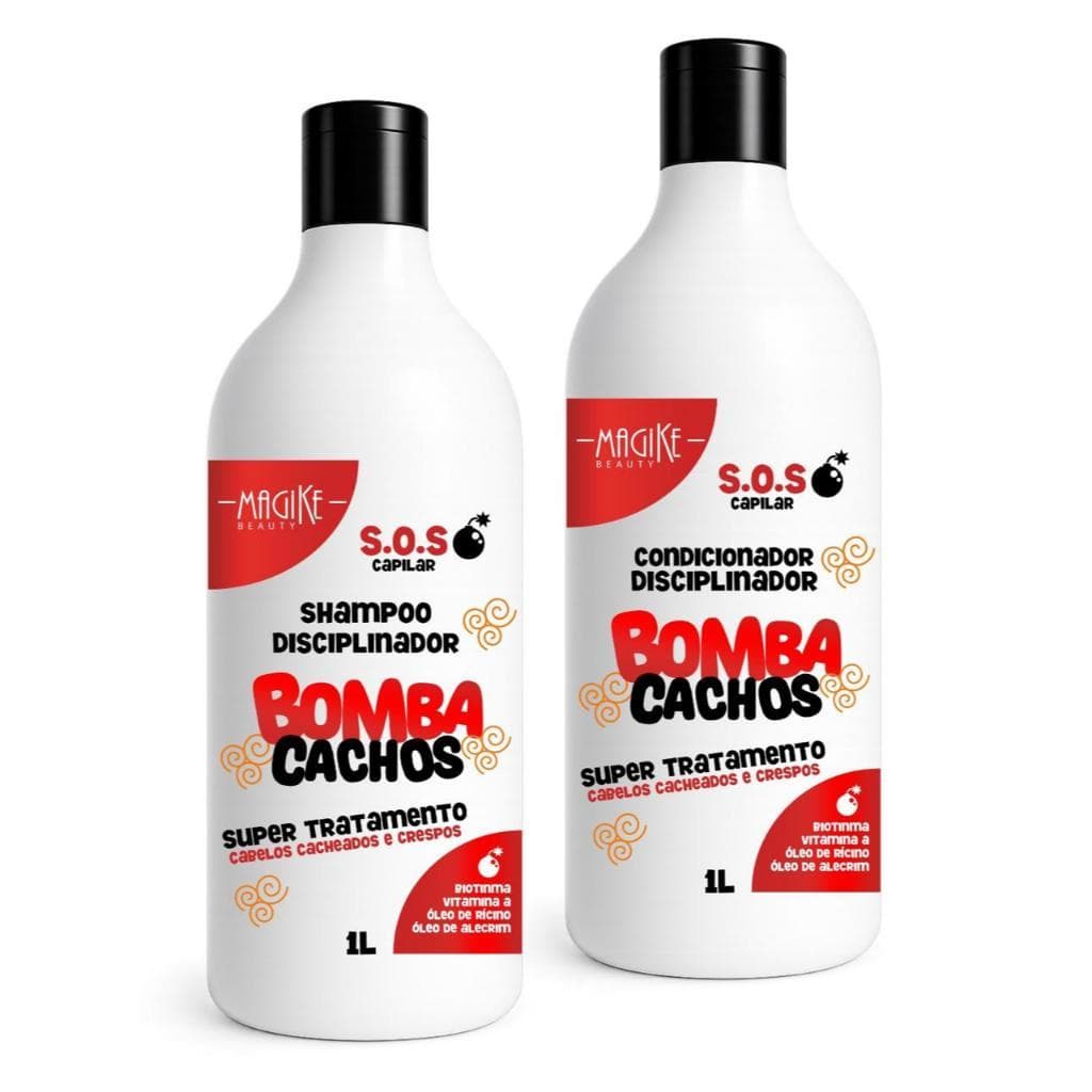 Kit shampoo 1lt+ condicionador 1lt da Bomba cachos  e definição e volumizador