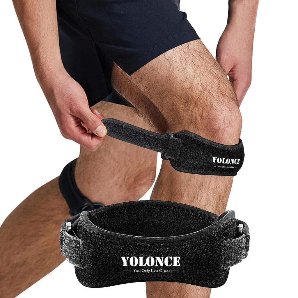 Conjunto de 2 peças de joelheiras de patela, joelheiras esportivas ajustáveis, faixas de joelho, joelheiras esportivas u