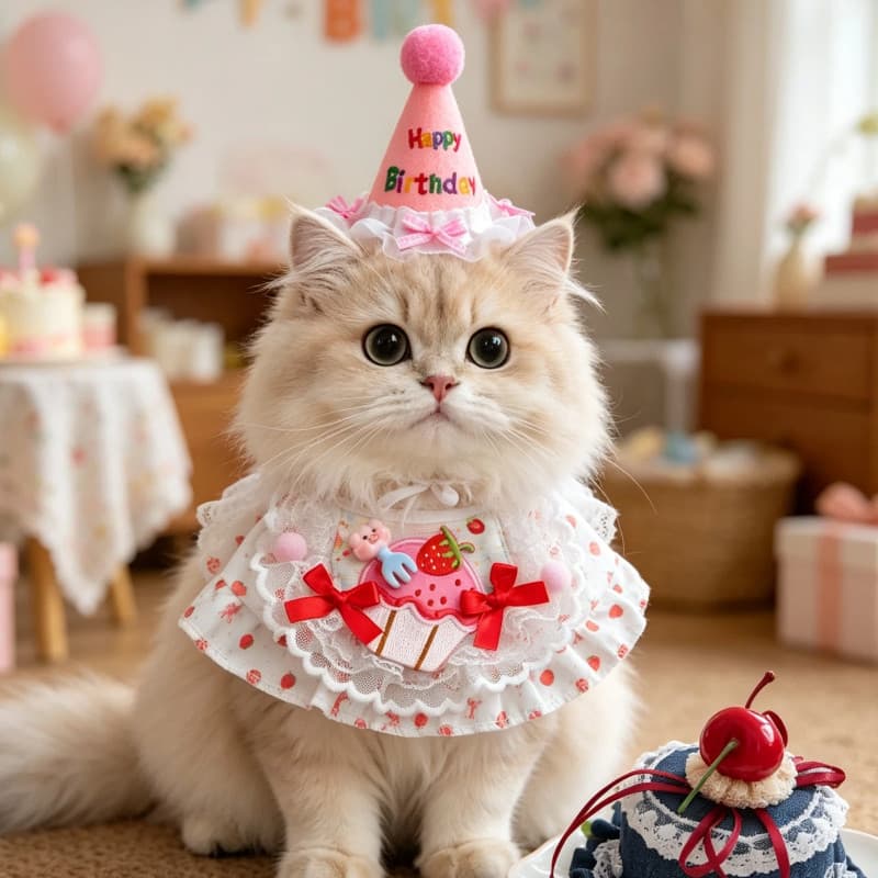 Conjunto De Chapéu Com Coleira De Aniversário Para Animais De Estimação , Babador Bolo De Cachorro E Gato , Festa De Com