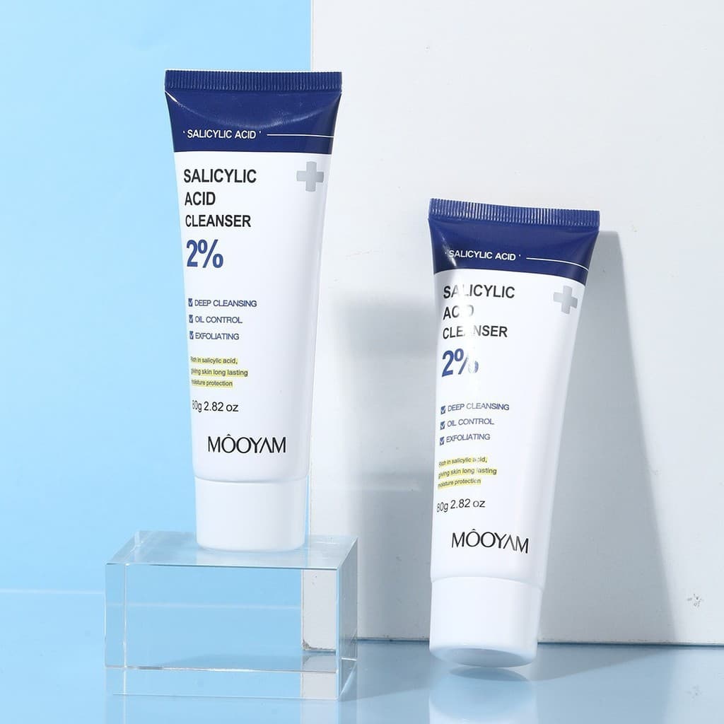 Limpador Facial com Ácido Salicílico e Aminoácidos Controla a Oleosidade, Elimina Acne, Reduz Poros, Contém Vitamina B5,