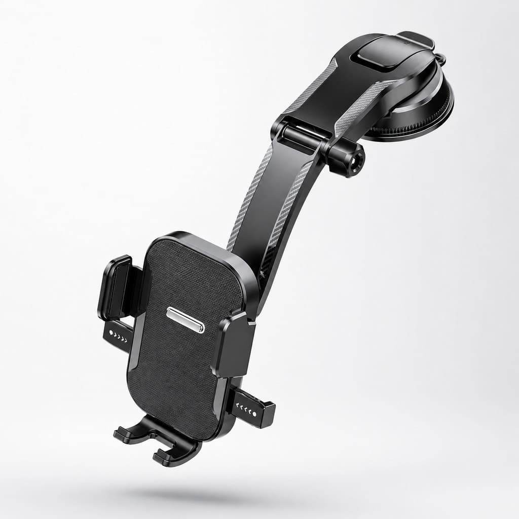 Suporte Veicular para Celular com Ventosa Super Forte Braço Ajustável 270°Trava Automática Universal