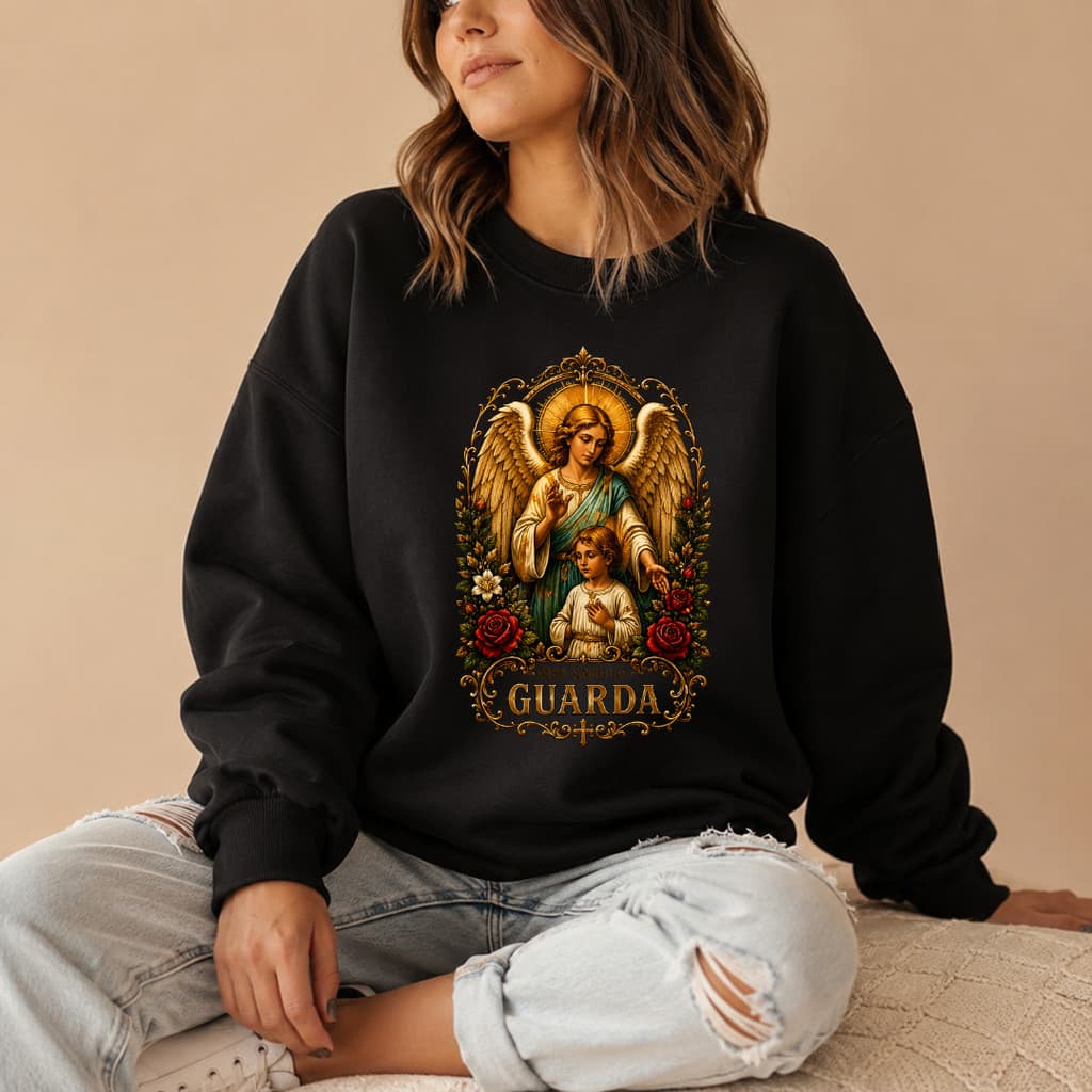 Moletom Feminino Gola Careca Meu Anjo da Guarda