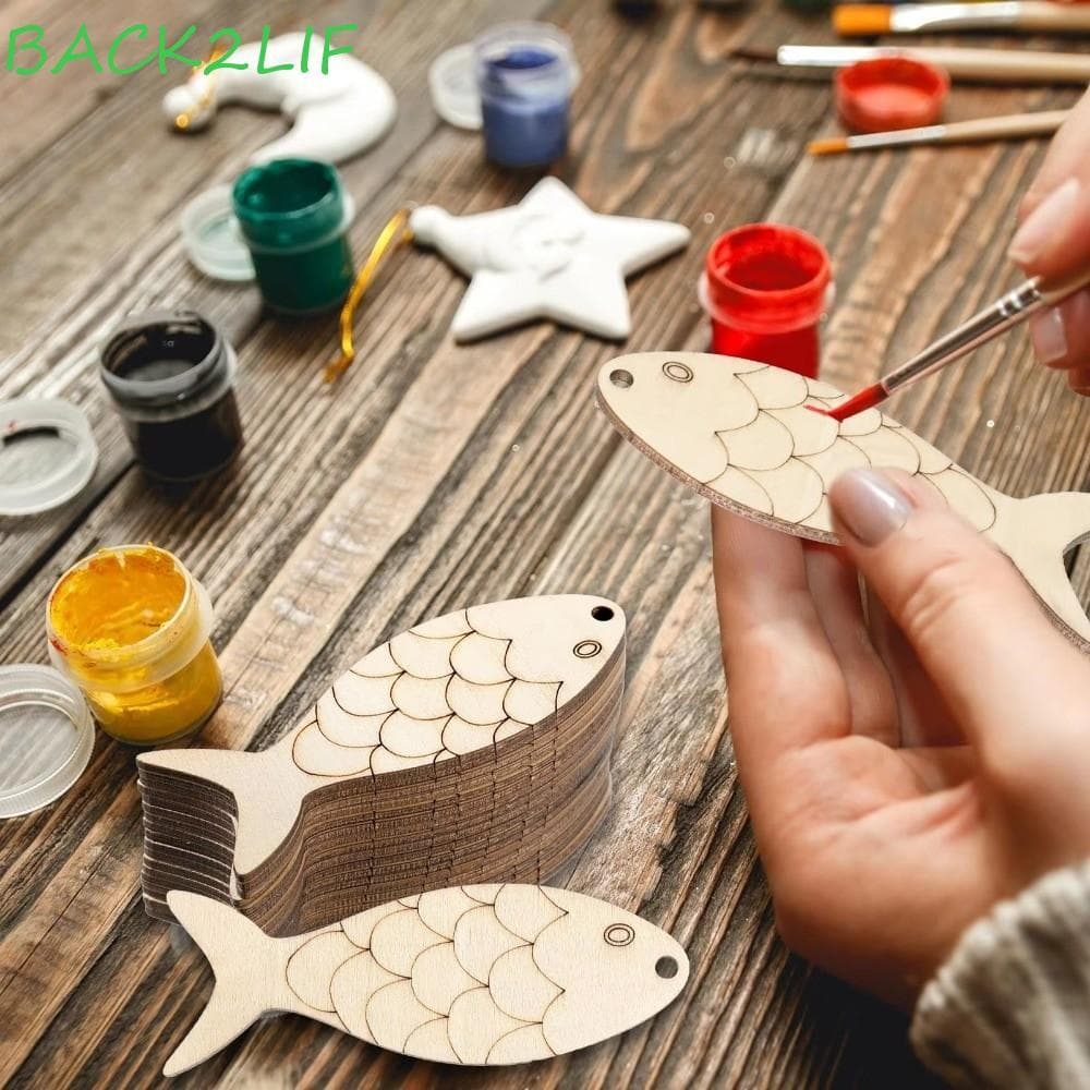 BACK2LIF 40 Pcs Recortes De Peixe , Artesanato DIY Enfeites Pintados Em Branco , Ornamento De Suspensão Animal Marinho