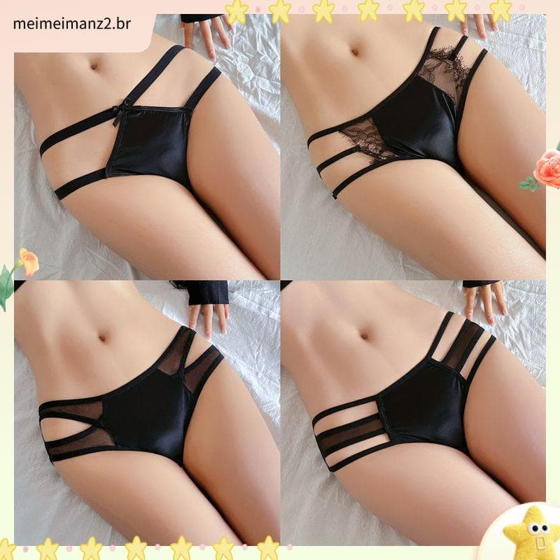 4 pacote sem costura calcinha de uma peça feminina cintura baixa puro desejo influenciador venda quente oco menos algodã