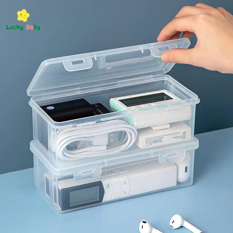 [Luckybaby-t] Caixa De Armazenamento De Cabos Recipiente Linha De Dados De Plástico Transparente Para Papelaria De Mesa