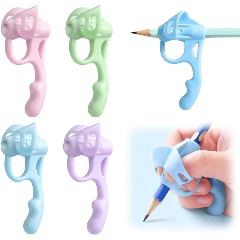 Porta-lápis infantil, porta-lápis de Silicone 3D, corretor de postura de escrita, material escolar infantil