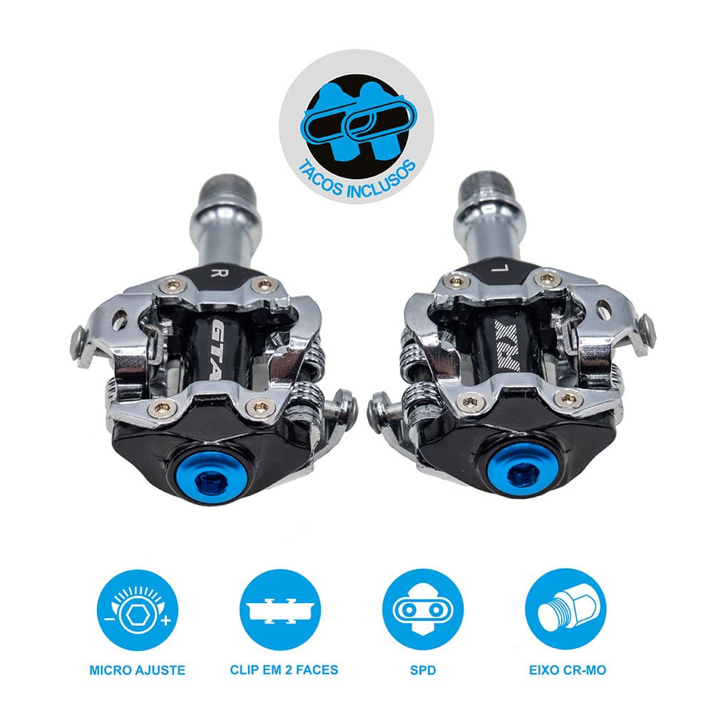 Pedal Clip Gta Rolamentado Com Taco Bicicleta Speed Mtb