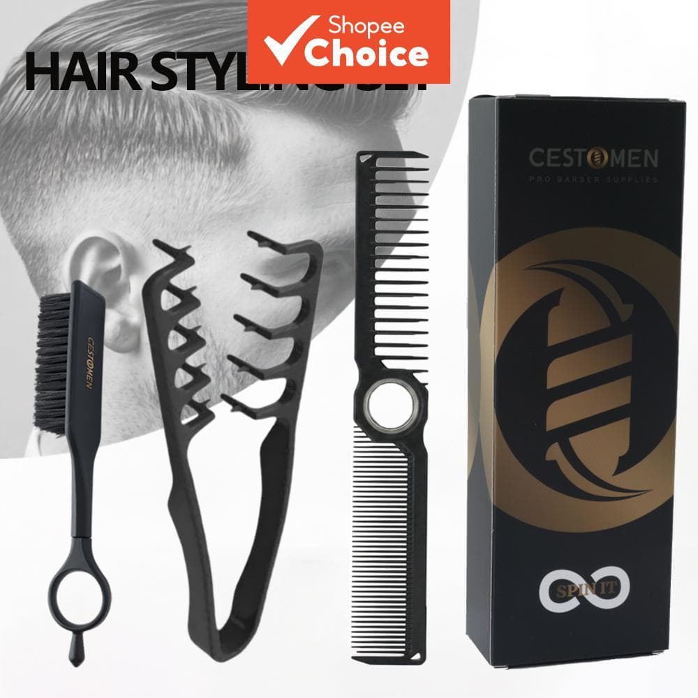 Kit Profissional de Ferramentas para Estilização de Cabelo em Salão de Cabeleireiro Pente de Cabelo Giratório & Escova