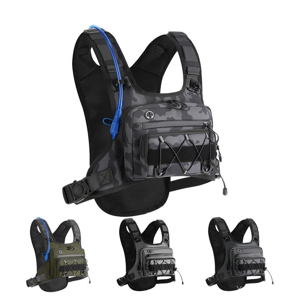 Mochila de ciclismo, bolsa tática de peito para atividades ao ar livre, bolsa de peito multifuncional, mochila esportiva