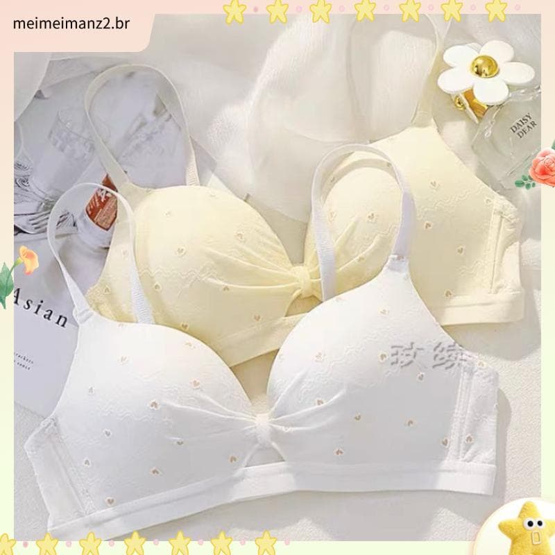 Roupa interior não magnética feminina branco Push-Up suporte superior Anti-flacidez sem anel de aço menina estudante sut