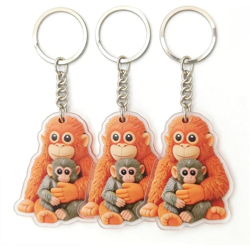 3 chaveiros de macaco perfurados e protetores, podem ser pendurados em uma mochila, em uma carteira ou em uma chave de c