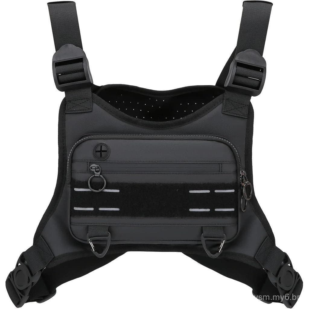 Bolsa de peito esportiva masculina, à prova d'água e leve, com suporte para celular embutido e espaço extra, adequada pa