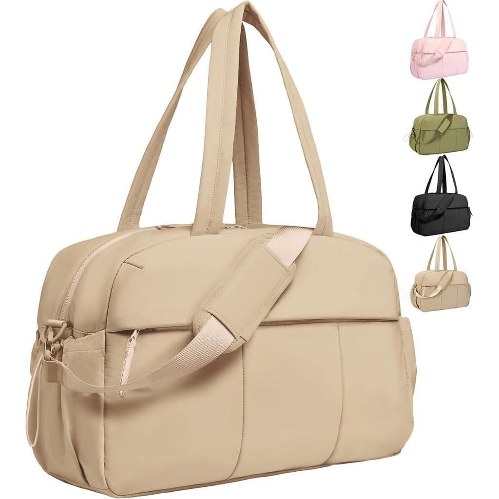 Bolsa de ginástica feminina, mala de viagem de fim de semana com compartimento impermeável para itens molhados, bolsa de
