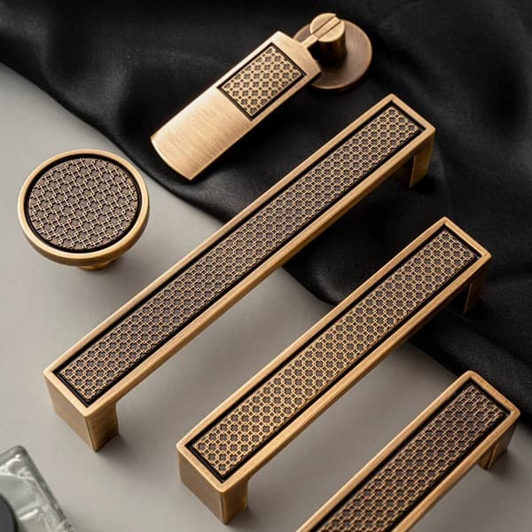 Puxador de Latão Antigo de Luxo em Bronze para Armário de Cozinha e Gaveta de Guarda-Roupa