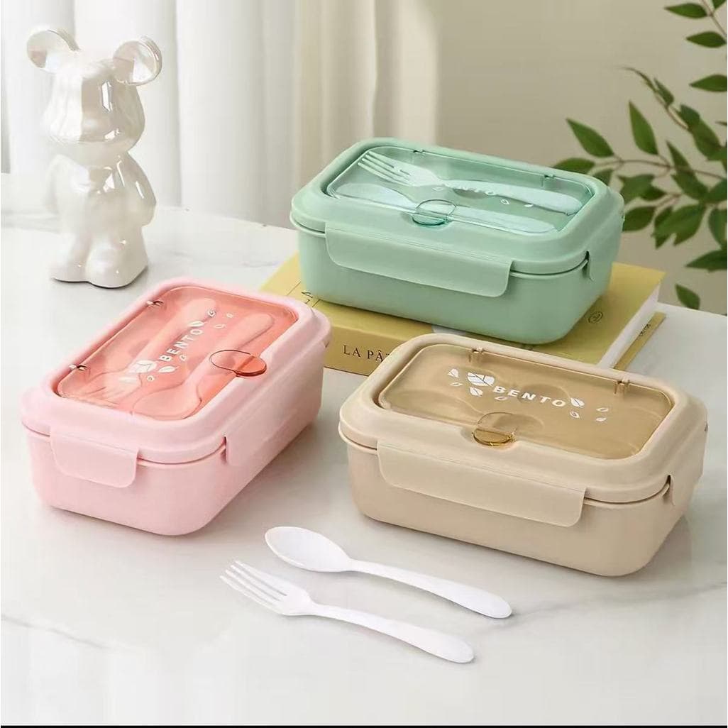 Lancheira Hermética com Divisórias e Talheres Porta Alimentos Livre de BPA 800ml Portátil H-27
