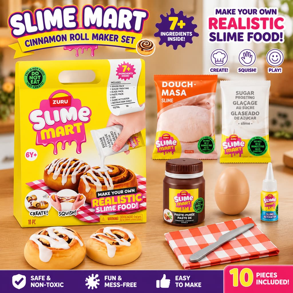 Zuru Slime Mart Shopping Bag Cinnamon Rolls: Kit de Slime Realista para Servir e Criar, para Brincadeiras Sensoriais Prá