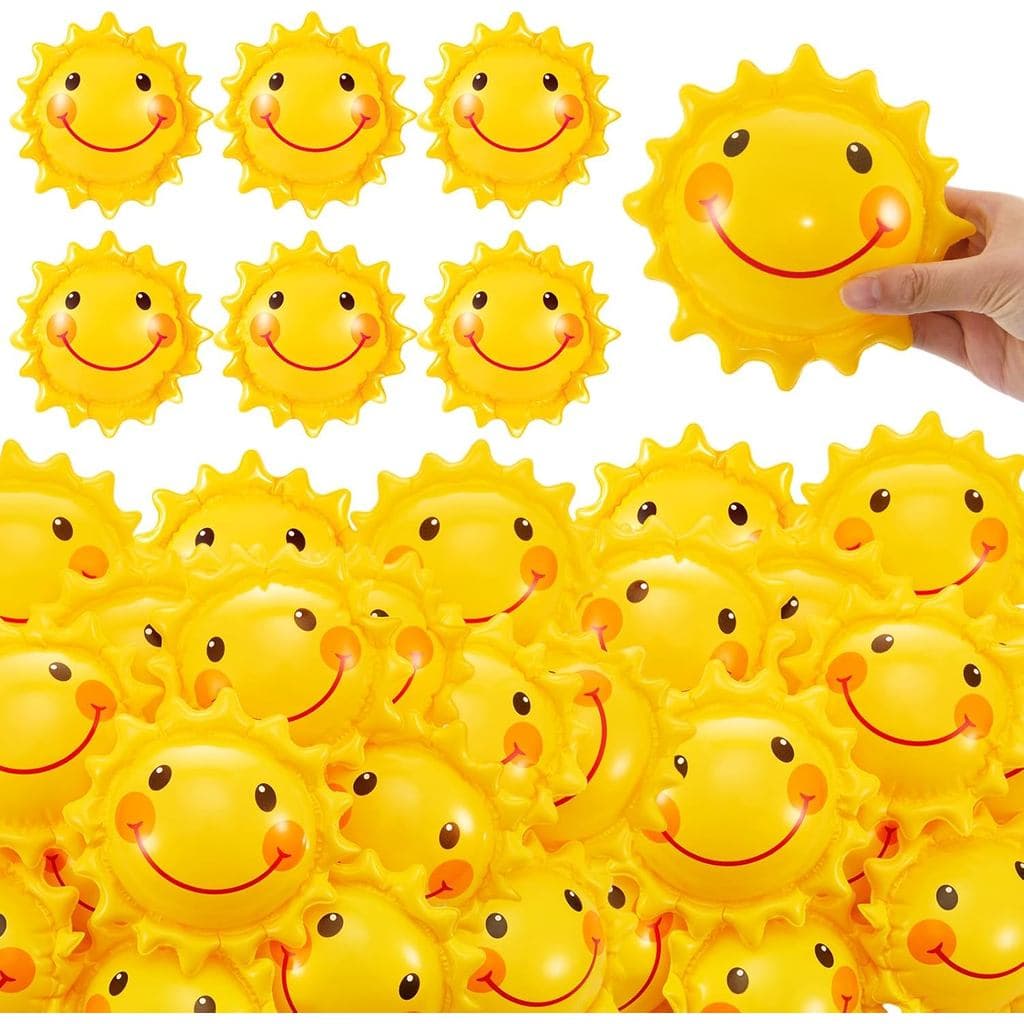Jexine 50 Bolas de Praia Infláveis com Estampa de Sol para Crianças, Bolas de Praia de 5 Polegadas para Jogos de Verão n