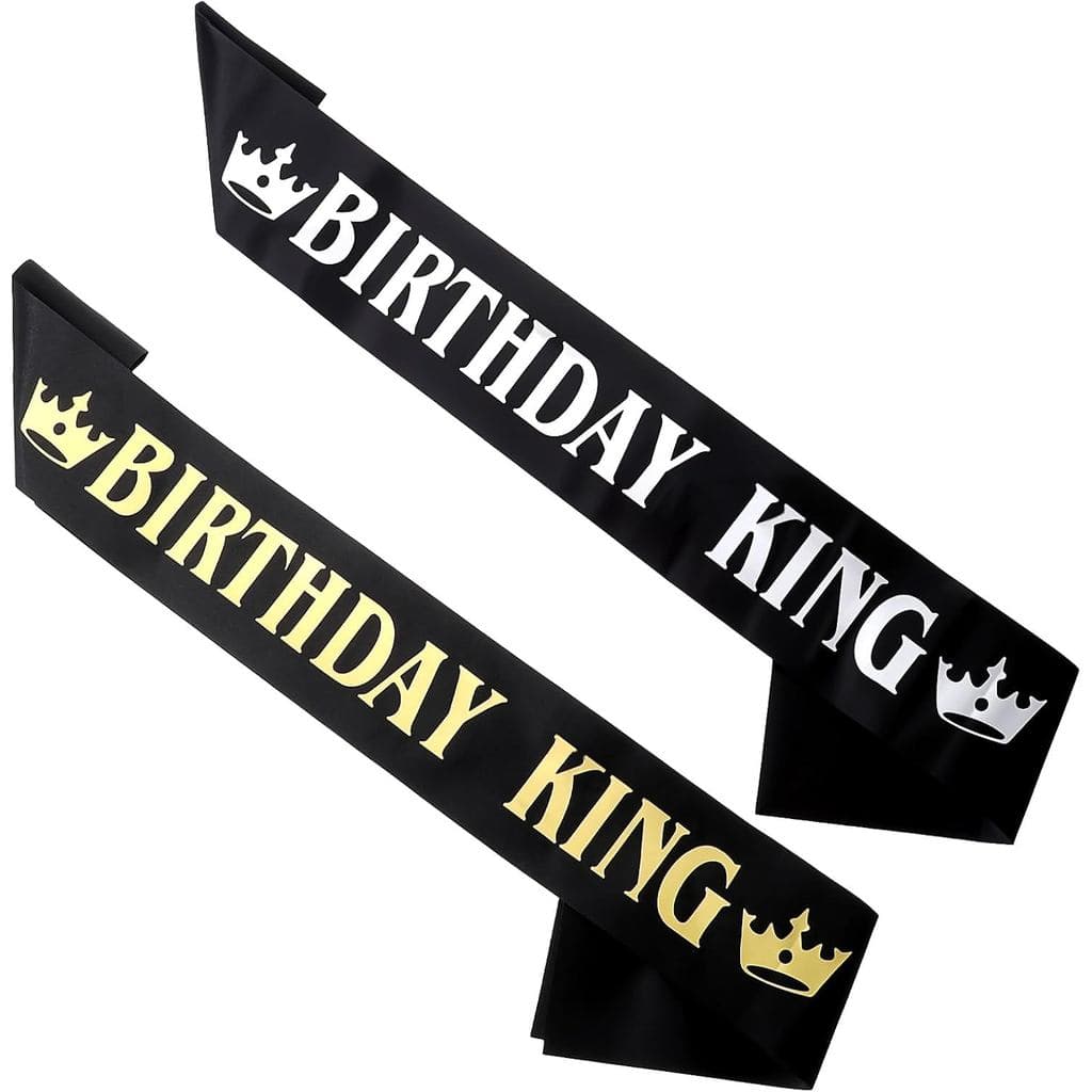 JJUNW 2 Peças Faixa de Aniversário de Rei para Homens, Suprimentos de Decoração para Festa de Aniversário de Meninos, Fa
