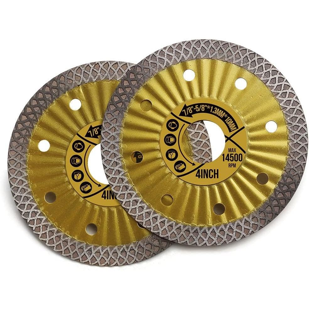 Conjunto de 2 Lâminas de Serra Diamantadas de 4 Polegadas para Corte de Granito, Mármore e Cerâmica