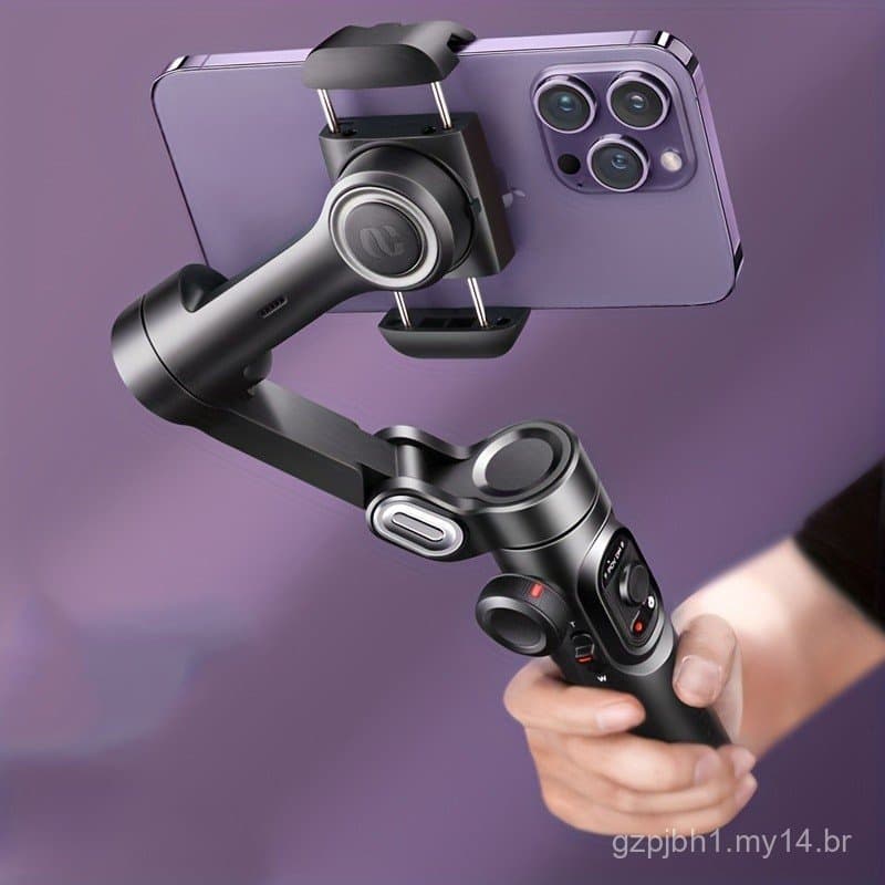 Estabilizador de Gimbal Portátil de 3 Eixos AOCHUAN, Dobrável, para Smartphone, Celular, Gravação de Vídeo, Vlog, Estabi