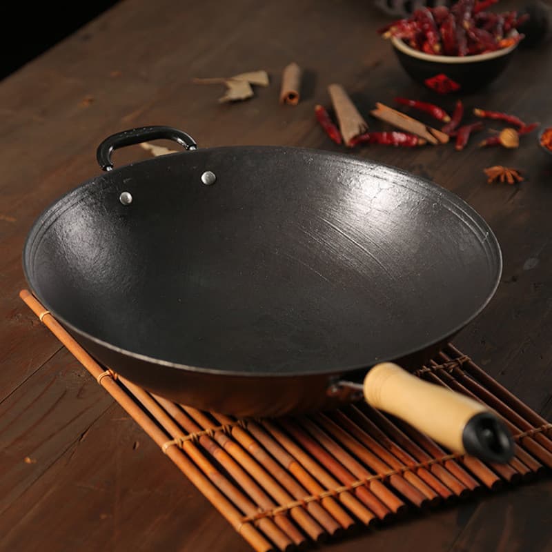 Panela de ferro porquinho à moda antiga wok de ferro fundido doméstico não revestido artesanal antiaderente panela de in
