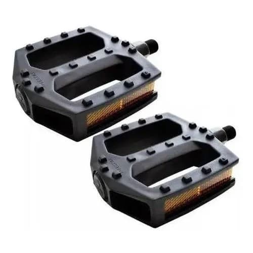 Pedal Par Bicicleta MTB Plataforma Nylon Rosca Fina 1/2 Preto Metalciclo Compatível Caloi Andes