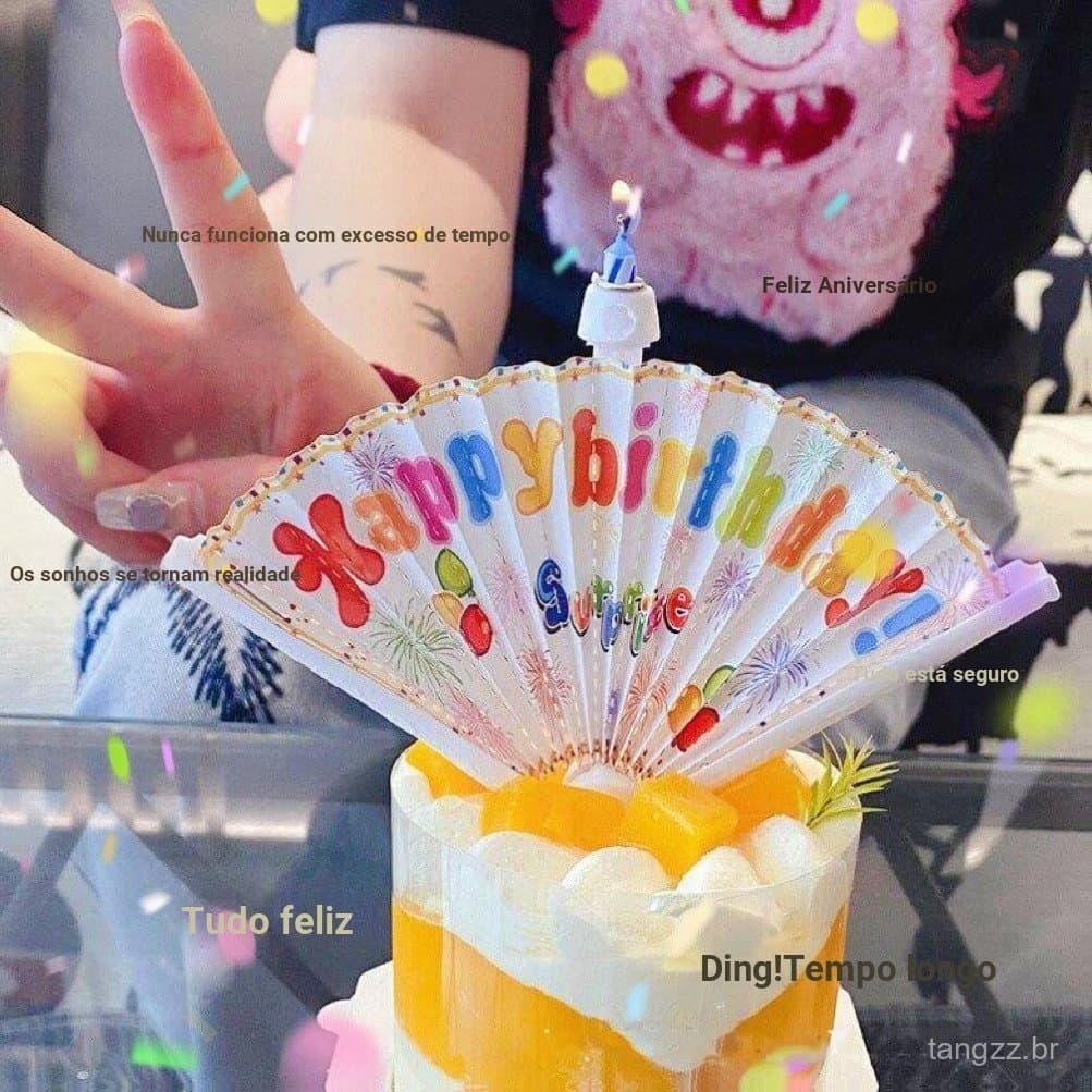 Vela De Aniversário Criativa Surpresa banner Em Forma De Leque Engraçado Adereços De Bolo Decoração De Cozimento alpilyn