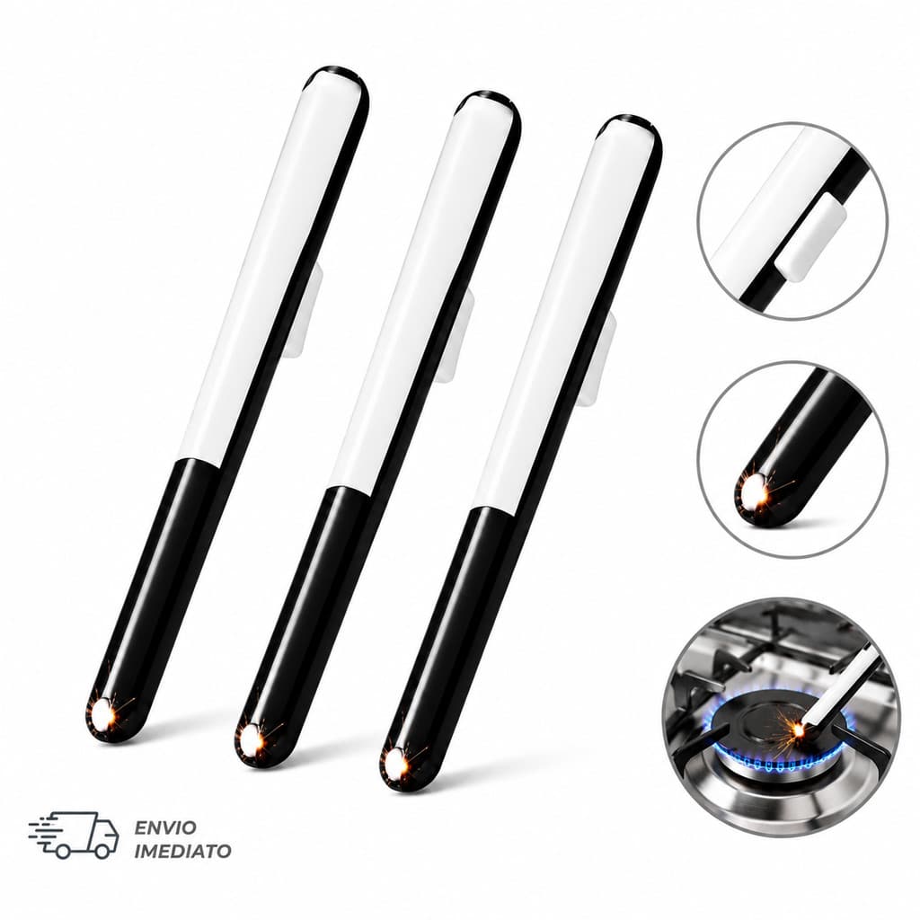 kit 3 Acendedor de fogão manual de Cozinha Fogão Churrasqueira sem gás com multi disparos e botão moderno linha premium