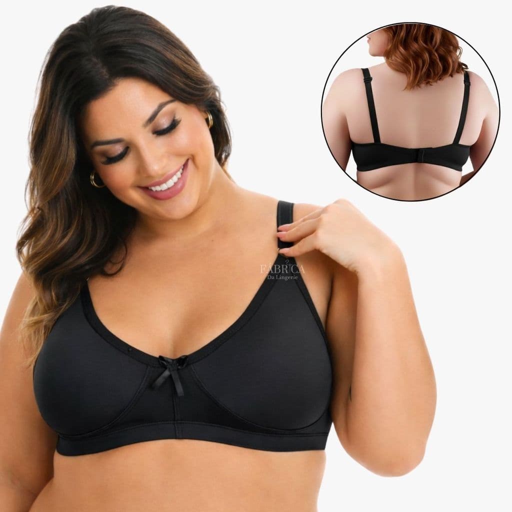Kit 3 Sutiãs Reforçado Plus Size Sem Aro Forrado Sustentação Alças Largas Dia a Dia- Sutia Plus