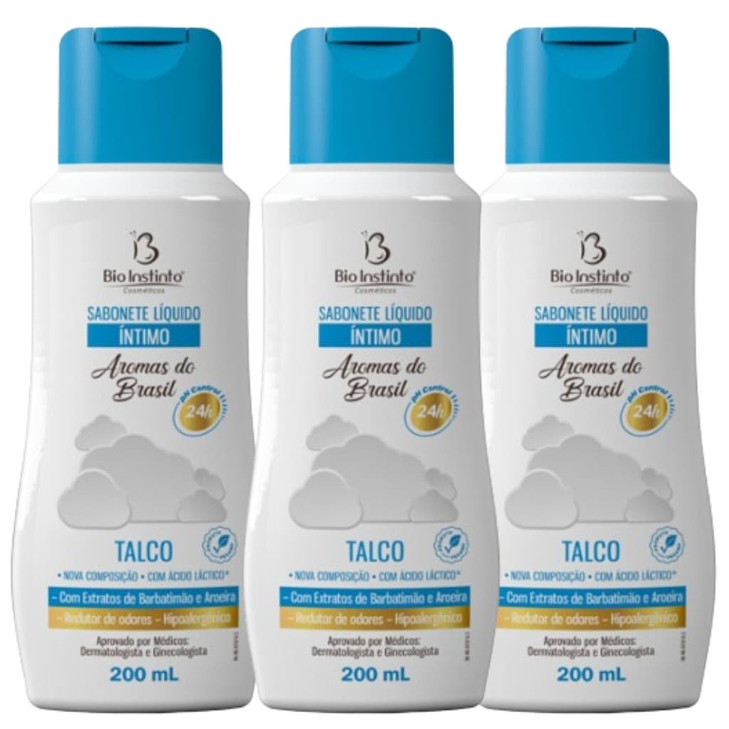 Kit 3 Sabonete Líquido Íntimo Talco 200Ml - Bio Instinto Promoção