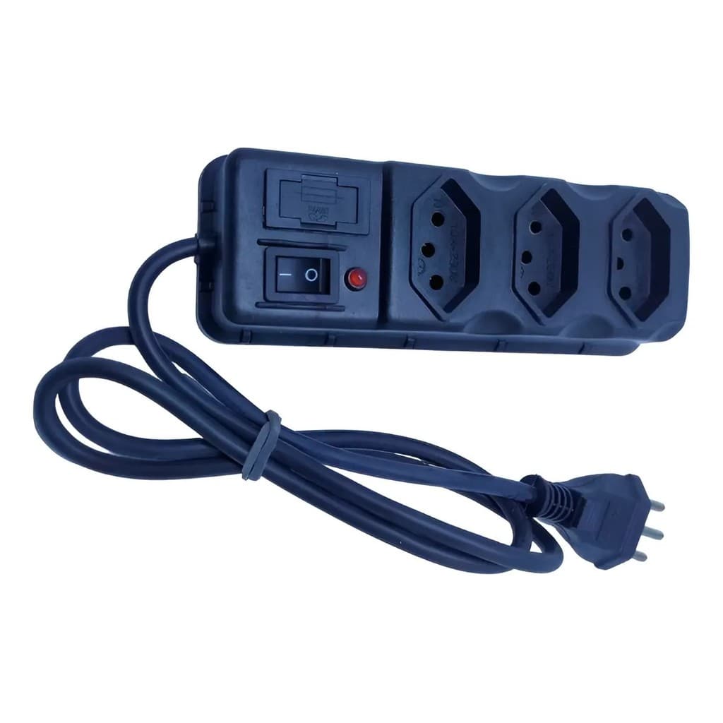 Extensao Eletrica 5m 3 Tomadas Filtro Linha Fusivel