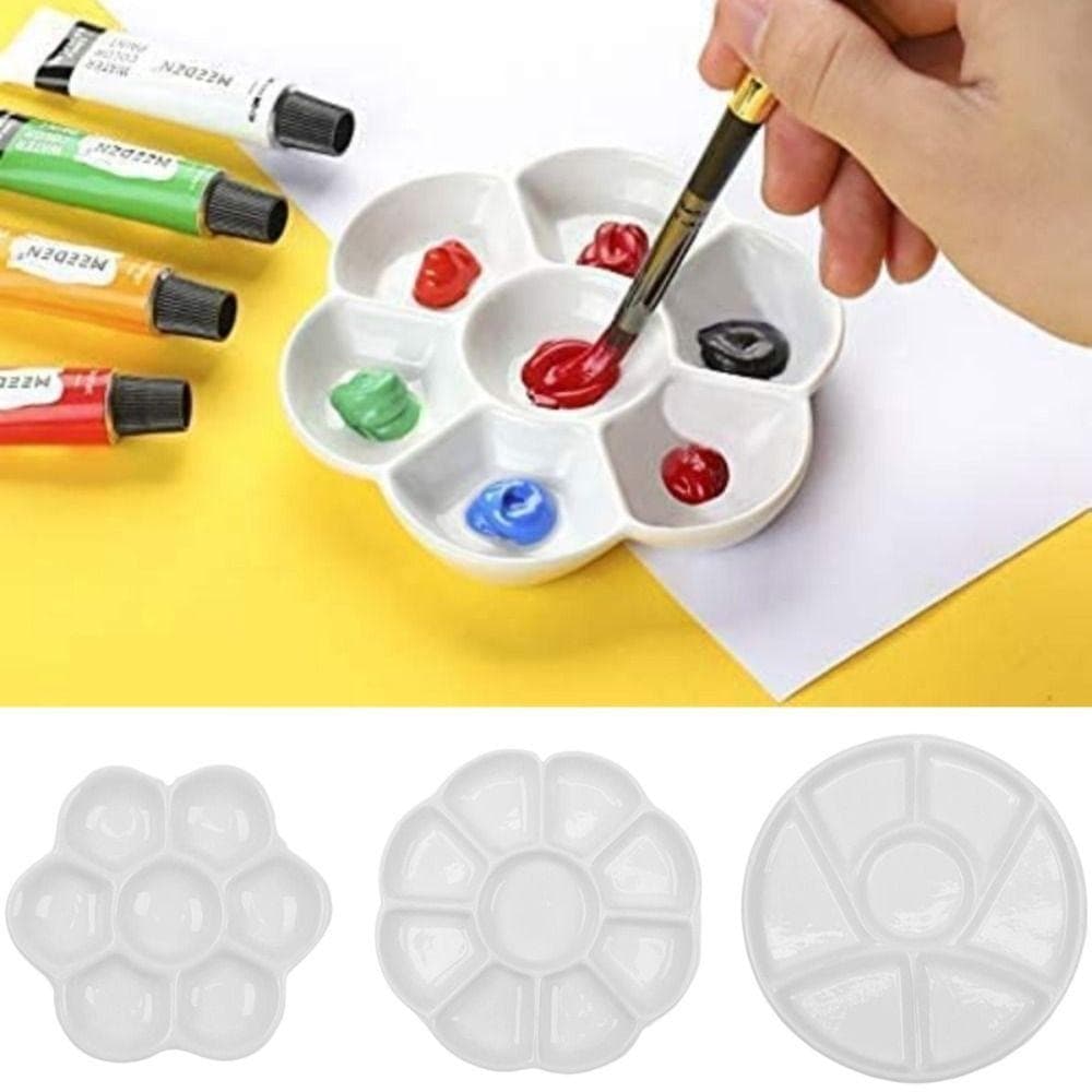 Paleta De Pintura Cerâmica , Bandeja De Portátil Branca , Porcelana Em Formato Redondo Forma De Flor