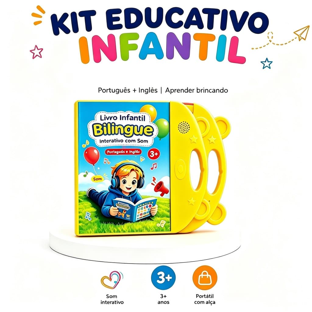 Livro De Som Interativo Educacional Bilíngue Português-Inglês
