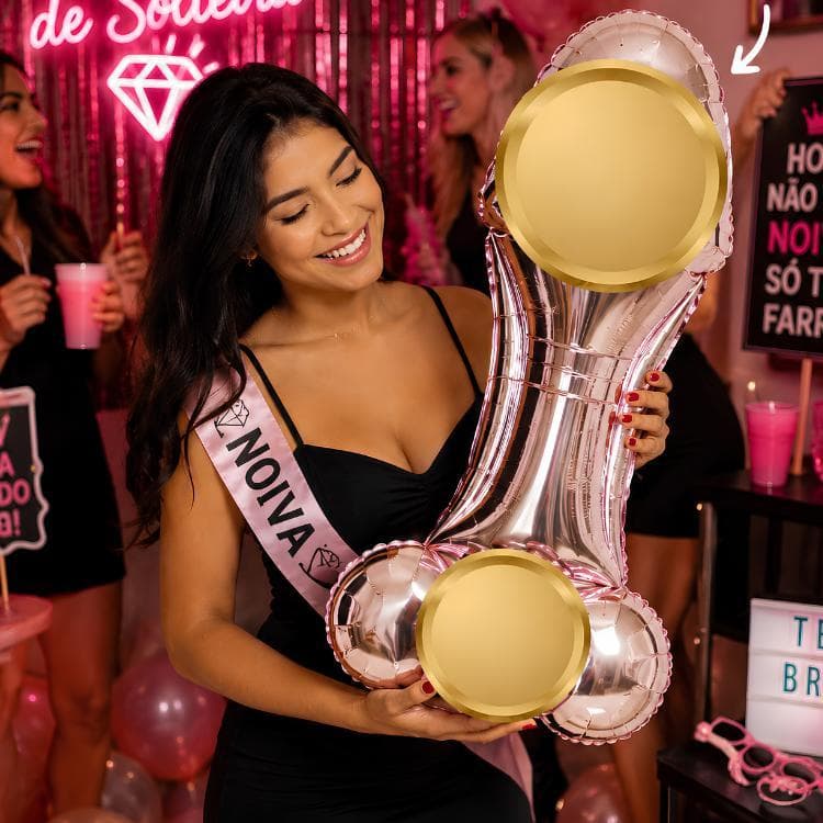 Balão Pênis Rosé Gold para Despedida de Solteira Decoração Luxo